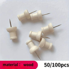 Wooden Push Pins 50-100pcs for Photos Cork Boards Office School Supplies