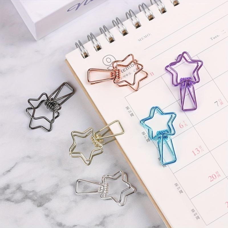 6pcs Metal Binders & Long Tail Paper Book Folder Office Small Clip