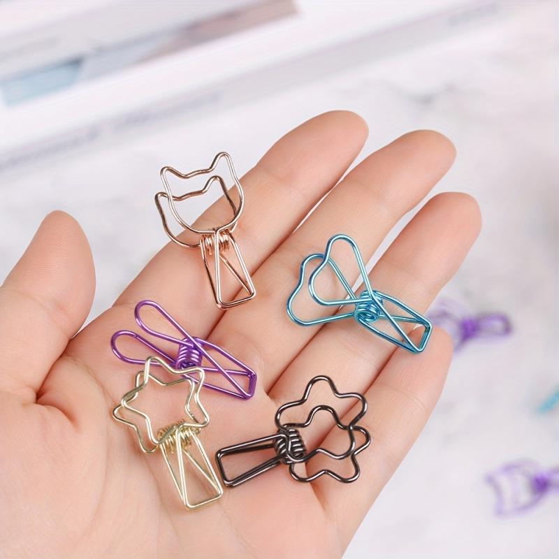 6pcs Metal Binders & Long Tail Paper Book Folder Office Small Clip