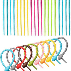 10pcs Silicone Twisted String Reusable Zipper Tie for Party Kitchen Tie Rope