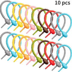 10pcs Silicone Twisted String Reusable Zipper Tie for Party Kitchen Tie Rope