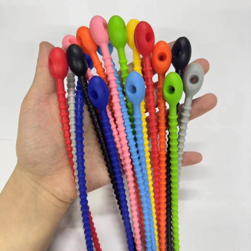 10pcs Silicone Twisted String Reusable Zipper Tie for Party Kitchen Tie Rope