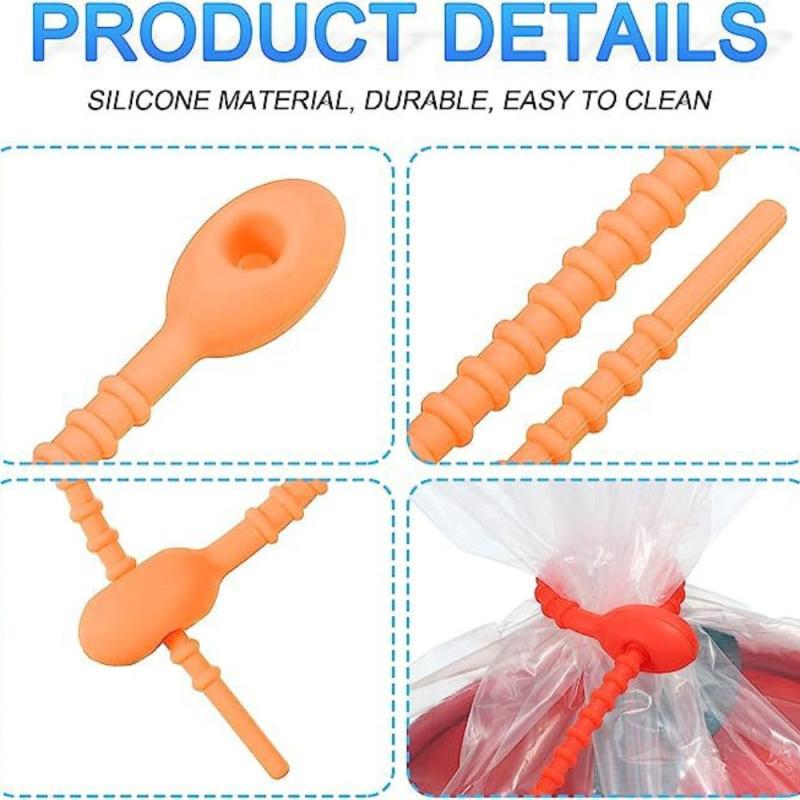 10pcs Silicone Twisted String Reusable Zipper Tie for Party Kitchen Tie Rope