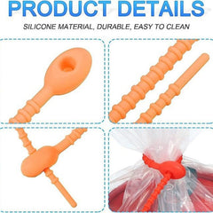 10pcs Silicone Twisted String Reusable Zipper Tie for Party Kitchen Tie Rope