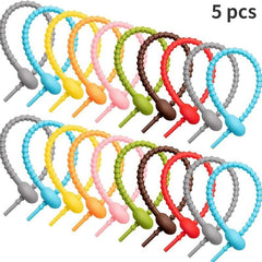 10pcs Silicone Twisted String Reusable Zipper Tie for Party Kitchen Tie Rope