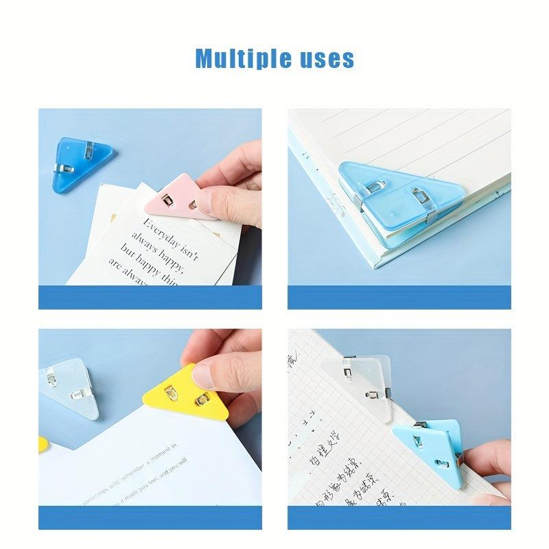 10pcs Triangle Book Corner Clips - Office Organization Tool