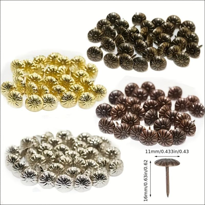 200pcs Golden & Silvery Thumb Tacks for Photos Wall Maps Bulletin Boards