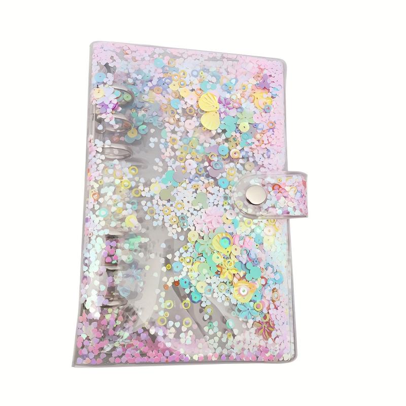 Transparent Sequin Binder Star Shell PVC Journal Diary Book Cover