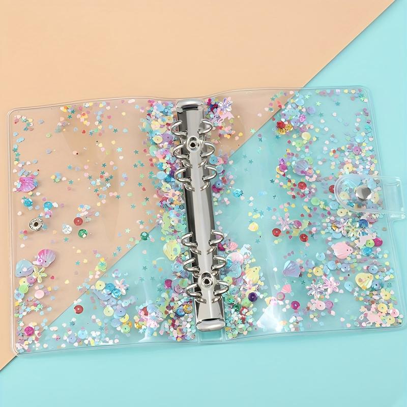 Transparent Sequin Binder Star Shell PVC Journal Diary Book Cover