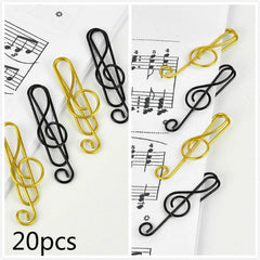 20pcs Musical Note Metal Paper Clip Bookmark Stationery School Office Supply