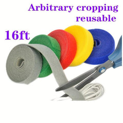 5 Pack Reusable Hook And Loop Ties - Double Sided Organizer Straps
