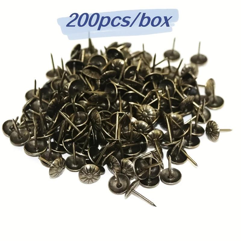 200pcs Antique Brass Upholstery Nail Set 11x16mm
