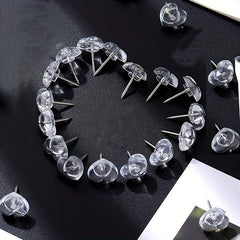 50/100pcs Transparent Love Pins Peach Heart Painting Wooden Board Wall Press Pin