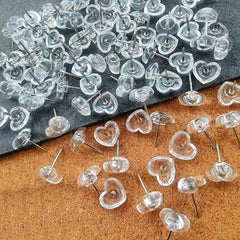 50/100pcs Transparent Love Pins Peach Heart Painting Wooden Board Wall Press Pin