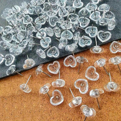 50/100pcs Transparent Love Pins Peach Heart Painting Wooden Board Wall Press Pin