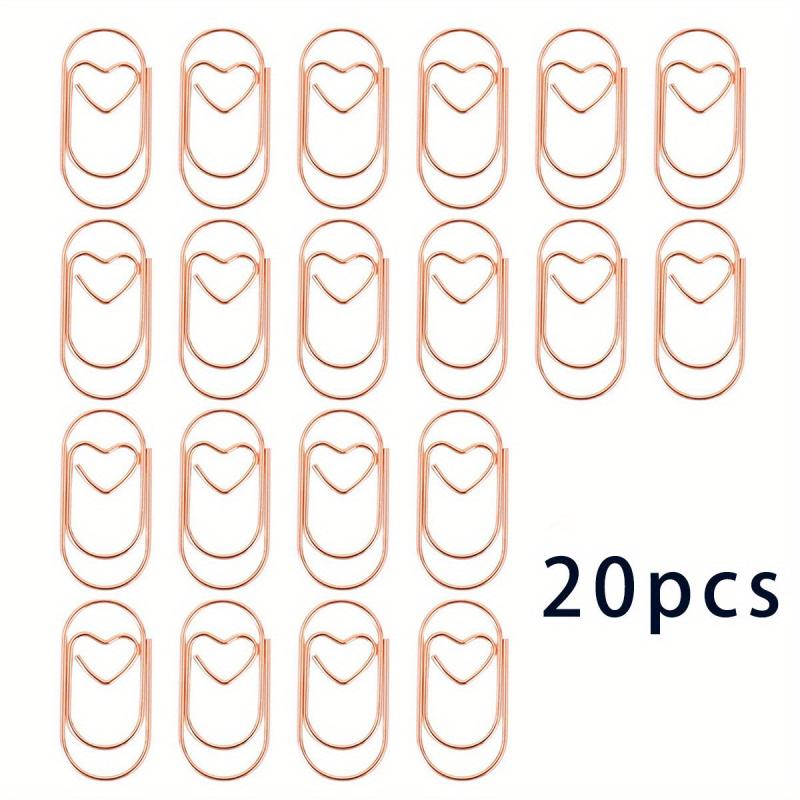 50PCS Heart Paper Clips Small Mini Paperclips Smooth Finish Tiny Clips For Paper