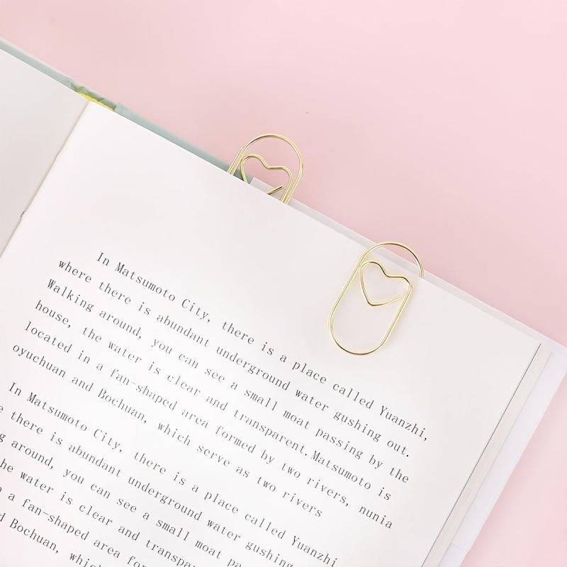 50PCS Heart Paper Clips Small Mini Paperclips Smooth Finish Tiny Clips For Paper