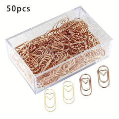 50PCS Heart Paper Clips Small Mini Paperclips Smooth Finish Tiny Clips For Paper
