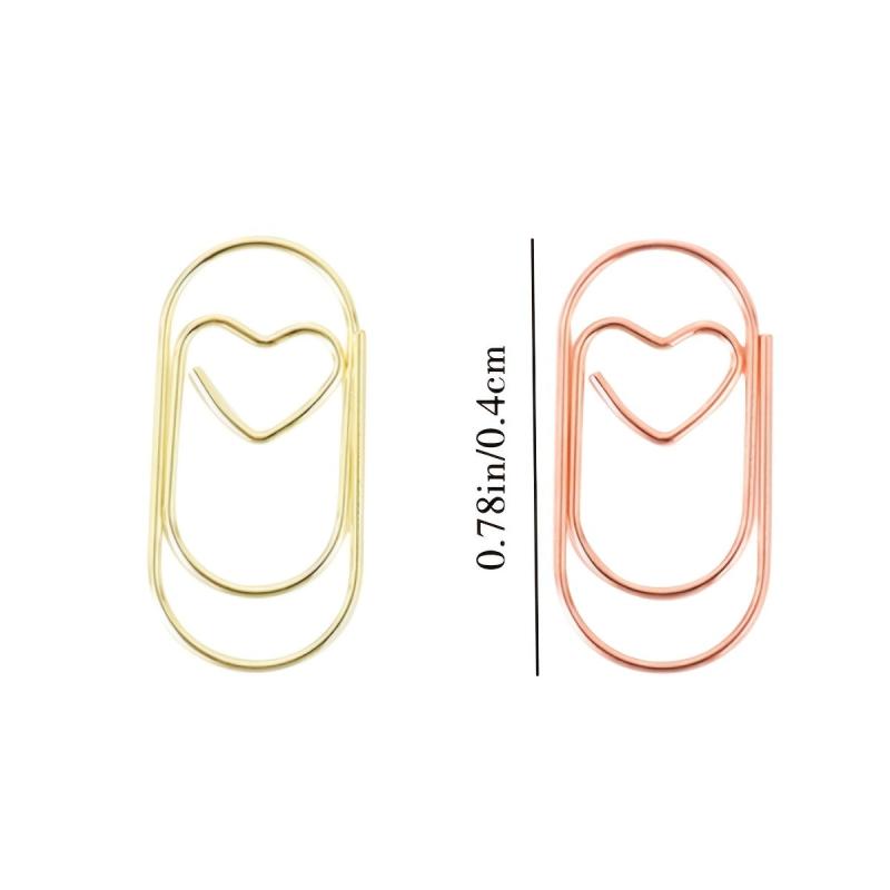 50PCS Heart Paper Clips Small Mini Paperclips Smooth Finish Tiny Clips For Paper