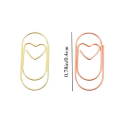 50PCS Heart Paper Clips Small Mini Paperclips Smooth Finish Tiny Clips For Paper