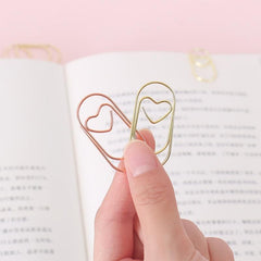 50PCS Heart Paper Clips Small Mini Paperclips Smooth Finish Tiny Clips For Paper