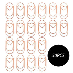 50PCS Heart Paper Clips Small Mini Paperclips Smooth Finish Tiny Clips For Paper