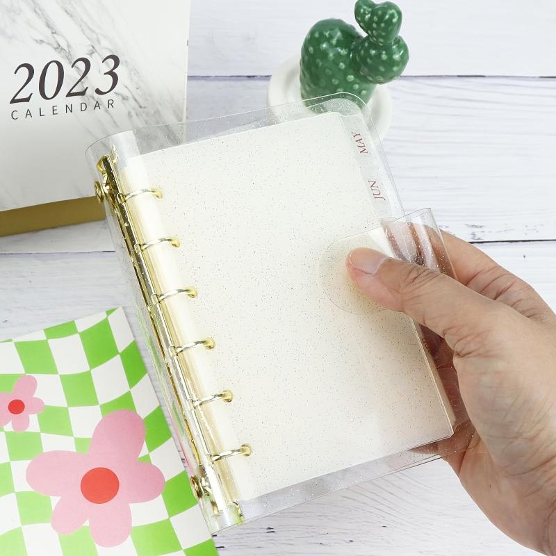 A7 Loose Leaf Binder Cover Notebook DIY Diary Transparent Spiral Card Storage