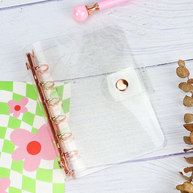 A7 Loose Leaf Binder Cover Notebook DIY Diary Transparent Spiral Card Storage