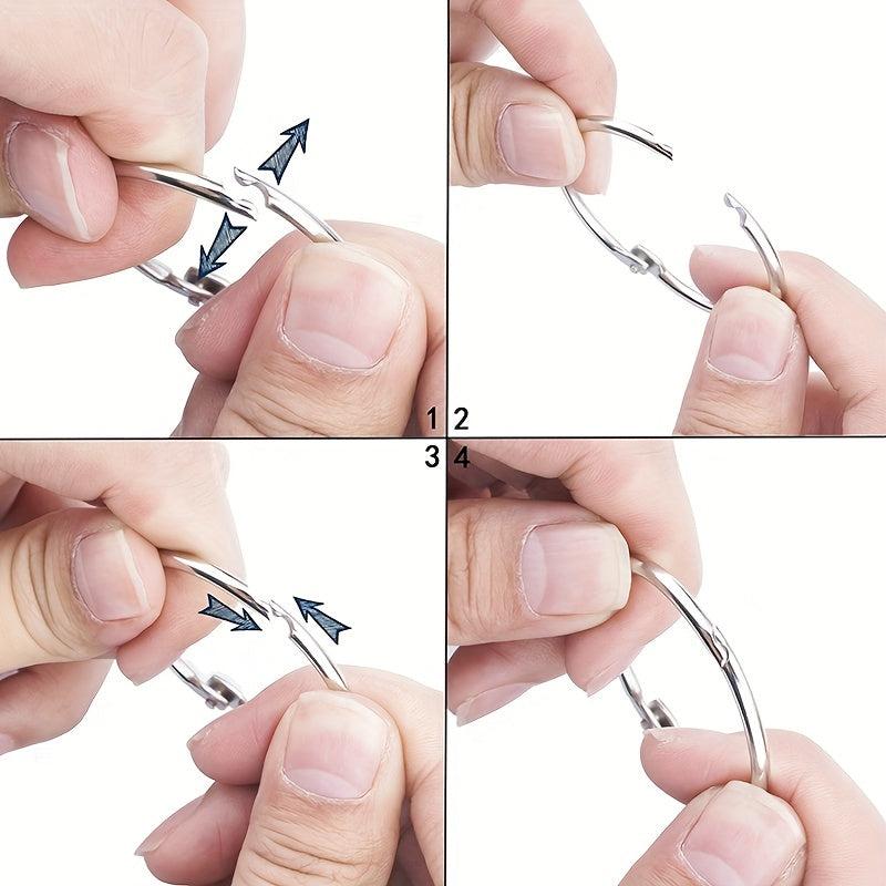 20pcs Loose Leaf Binder Rings Nickel Plated Steel Keychain Rings