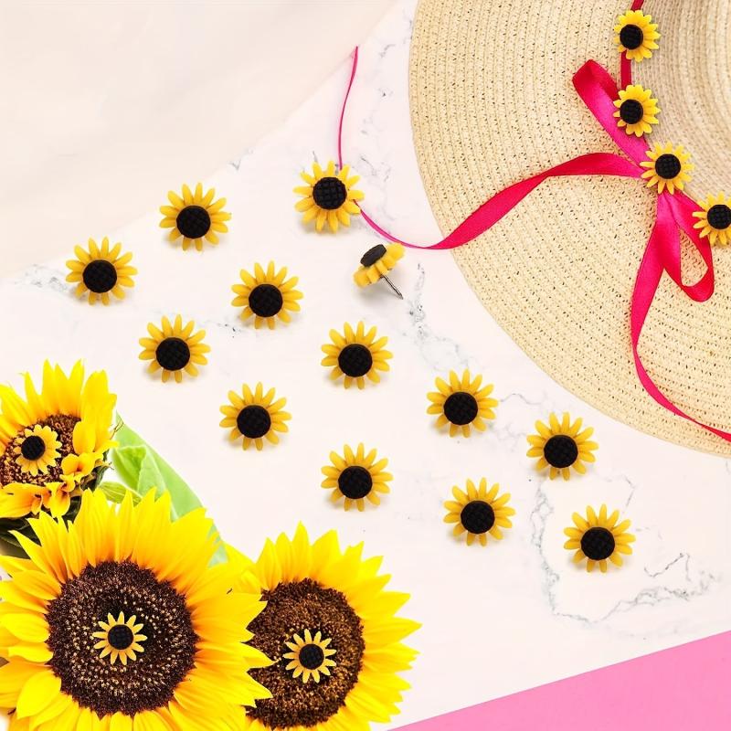 20pcs Sunflower Push Pins for Students