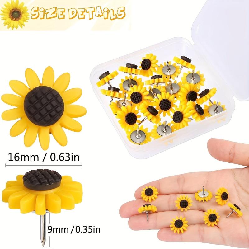20pcs Sunflower Push Pins for Students