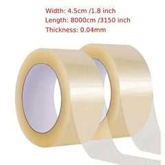 4 1/8in X 8000cm Sealing Tape Large Roll Transparent High Transparent Tape