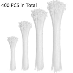 400 PCS Cable Zip Ties Assorted Sizes Self Locking Nylon Cord Management Ties