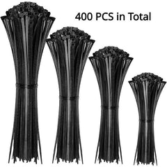 400 PCS Cable Zip Ties Assorted Sizes Self Locking Nylon Cord Management Ties