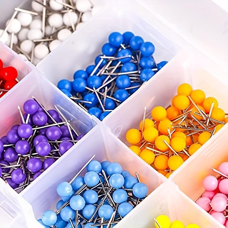 600 Multicolor Push Pins 2.54 20 Round Tips Stainless Steel 10 Colors