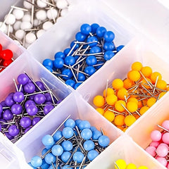 600 Multicolor Push Pins 2.54 20 Round Tips Stainless Steel 10 Colors