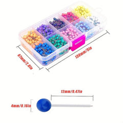 600 Multicolor Push Pins 2.54 20 Round Tips Stainless Steel 10 Colors