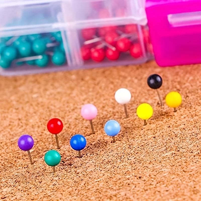 600 Multicolor Push Pins 2.54 20 Round Tips Stainless Steel 10 Colors