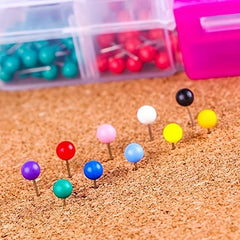 600 Multicolor Push Pins 2.54 20 Round Tips Stainless Steel 10 Colors