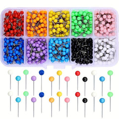 600 Multicolor Push Pins 2.54 20 Round Tips Stainless Steel 10 Colors