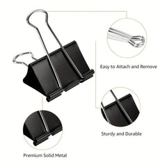 12pcs 4 09cm Binder Clips Assorted Sizes Large Binder Clips Paper Clips
