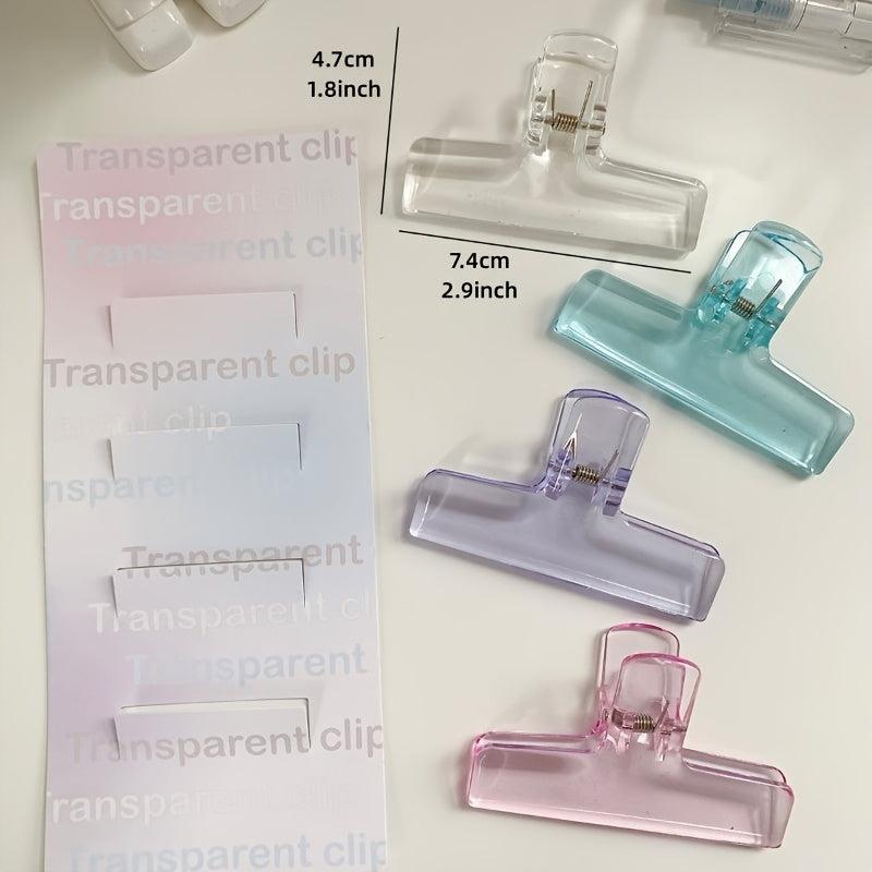 4pcs Acrylic Transparent Clips Multicolor Set