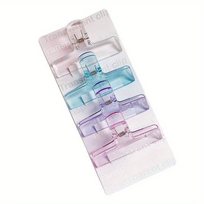4pcs Acrylic Transparent Clips Multicolor Set