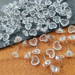 100pcs Heart Shape Cork Board Pins Transparent Push Pins