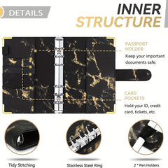 Budget Binder with Cash Envelopes & Expense Budget Sheets - Marble 6 Ring
