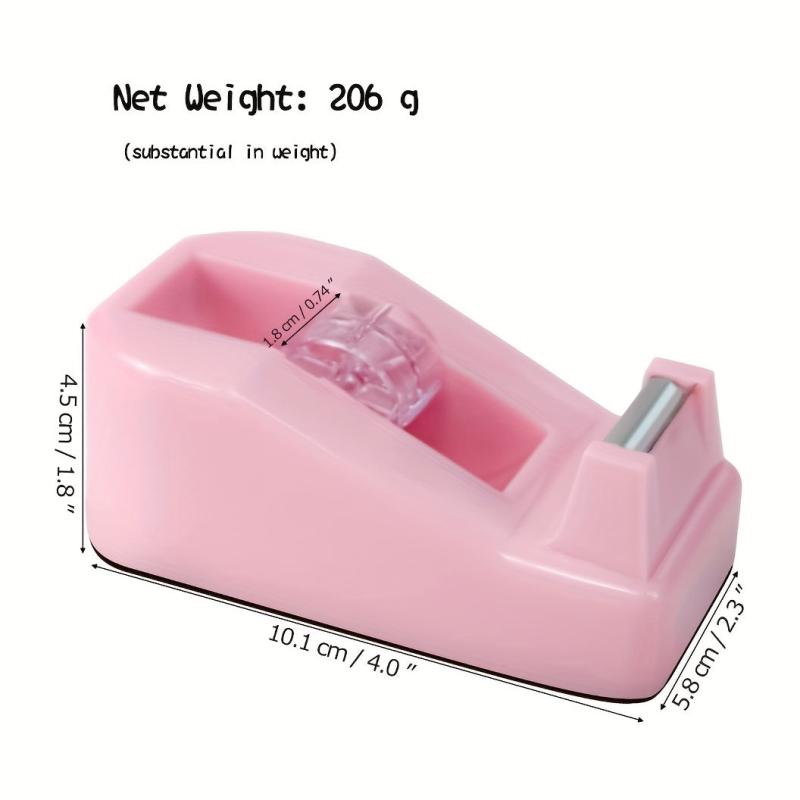 Pink Tape Dispenser with Weighted Nonskid Base