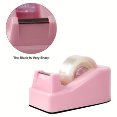 Pink Tape Dispenser with Weighted Nonskid Base