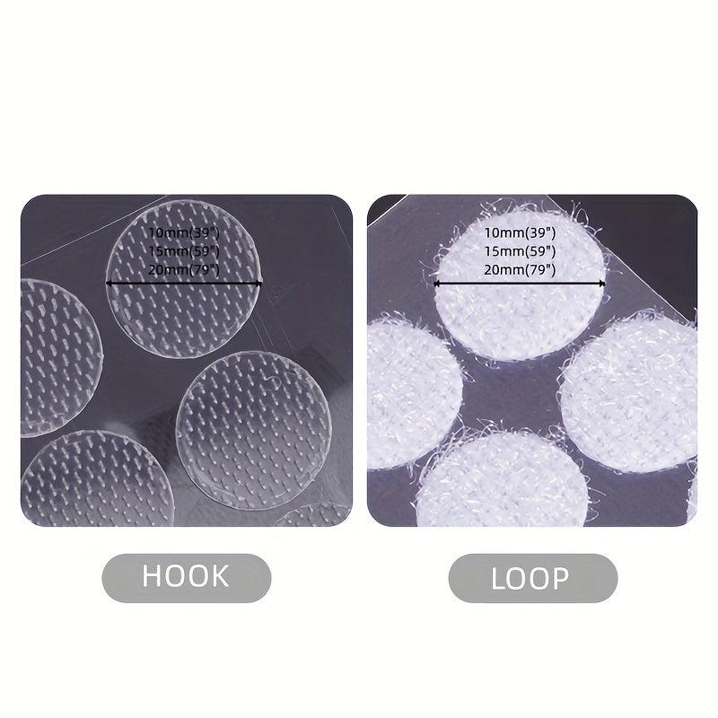 Transparent Hook & Loop Dots 108pairs 10mm 102pairs 15mm 100pairs 20mm Diameter