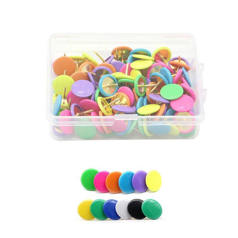 100 Plastic Round Head Push Pins, Mixed Colors