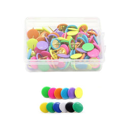 100 Plastic Round Head Push Pins, Mixed Colors